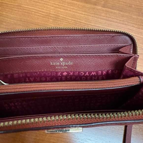 Kate Spape Burgundy Wallet Neda Newberry Lane Saffiano Leather - Picture 11 of 15